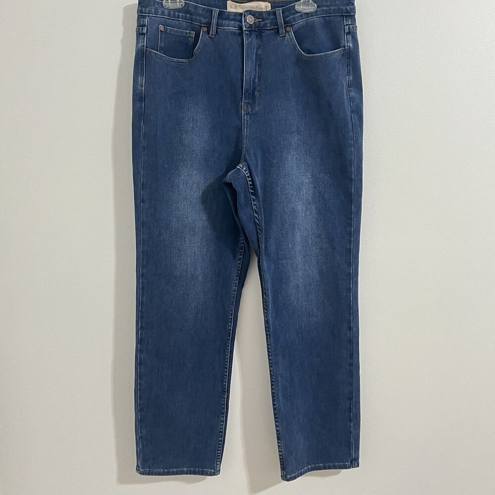 Soft Surroundings Jeans Womens Size 14 Blue Straight Stretch Comfort Medium Wash